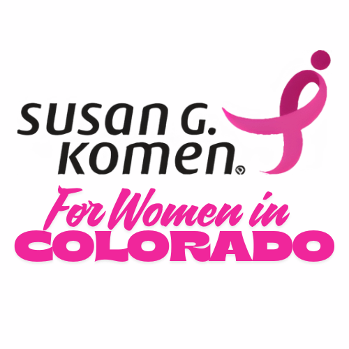 Logo of Susan G. Komen Foundation with the tagline 'For Women in Colorado', featuring a pink ribbon symbol for breast cancer awareness.
